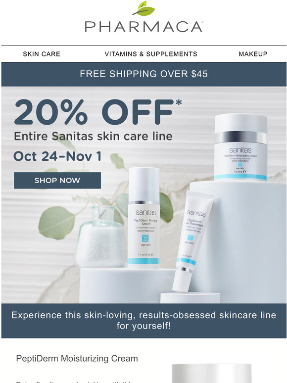 20% off Sanitas Skincare starts now! 🌟