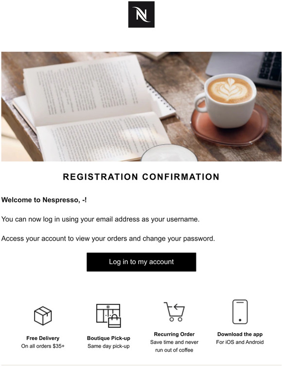 Nespresso Nespresso Registration confirmation Milled