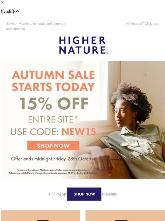 Massive 15% off all supplements - Autumn Savings Starts Now