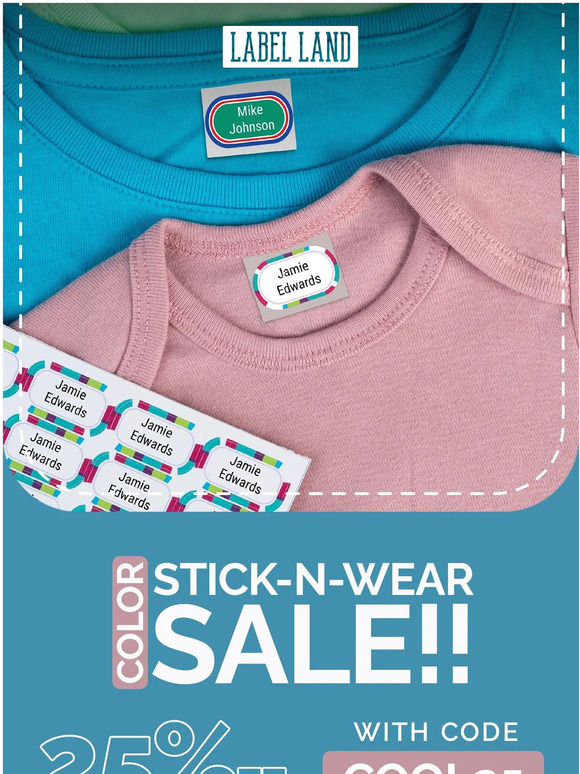 Last chance to get 25% off Color Stick-N-Wear labels 🎨