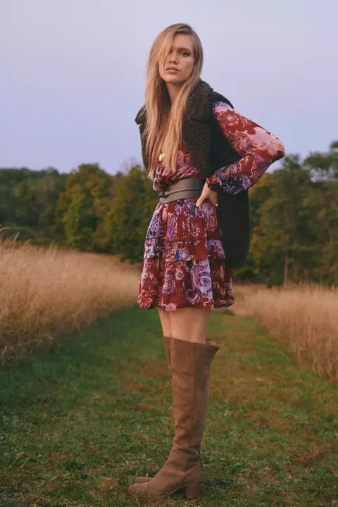 sachin and babi light blue dress Anthropologie The Marais Printed Chiffon Mini main image 0