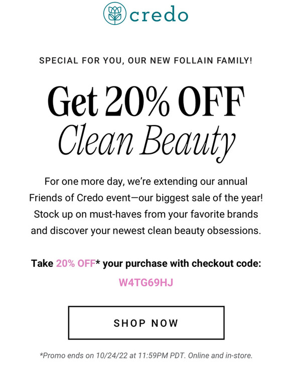🎉 20% Off All Clean Beauty - Ends Tonight!