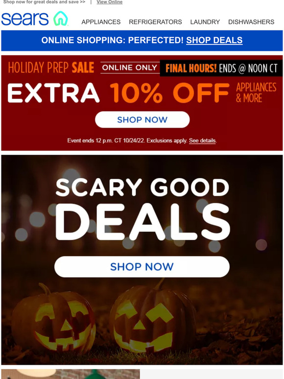 Sears: Scary Good Savings on Fridges, Tools and More | Milled