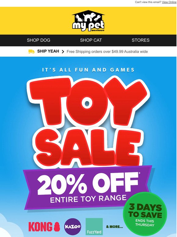 20% off entire toy range!