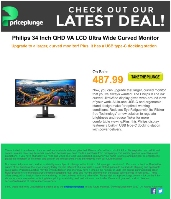 Now on Sale, Philips 34 Inch Ultra Wide Curved Monitor