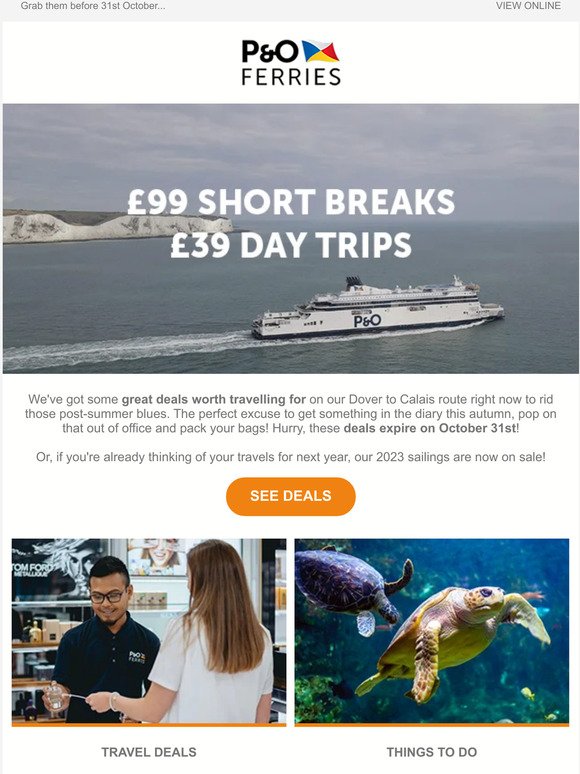 Unmissable deals | £39 Day Trips | £99 Short Breaks
