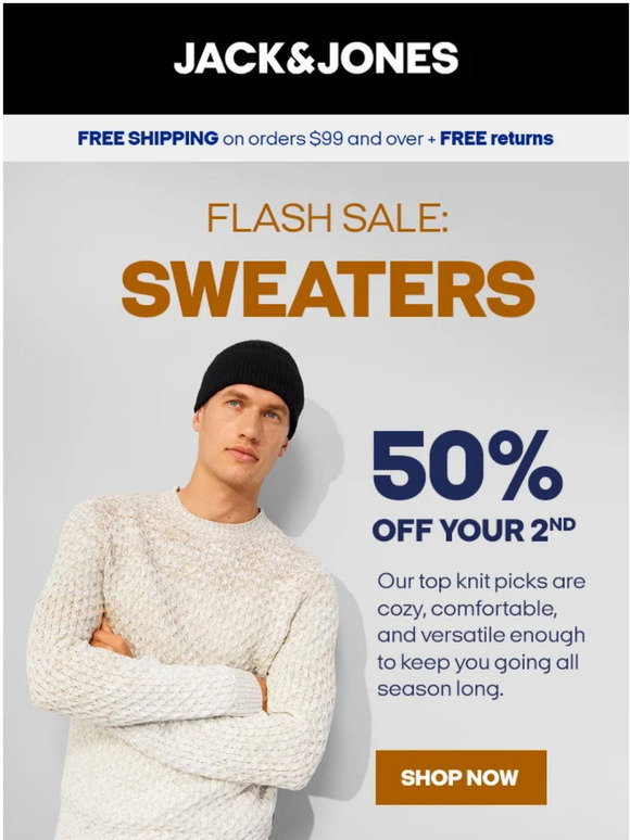 JACK & JONES CANADA ⚡ 50 OFF your 2nd SWEATERS ⚡ Milled