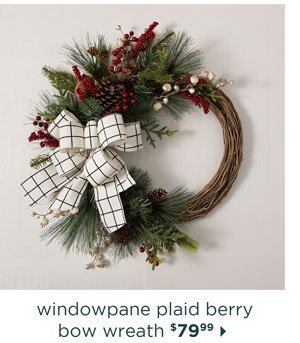 Windowpane Plaid Berry Bow Wreath