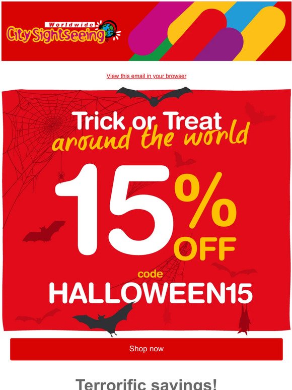 👻 Truly terrifying discounts! 👻 ➡️ Get 15% off on Hop-on Hop-off tours!