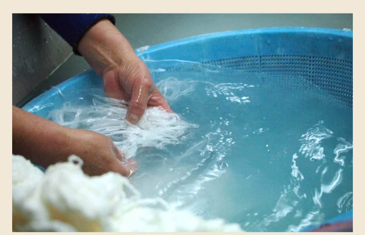 Photos from the factory. Washing the fibers.
