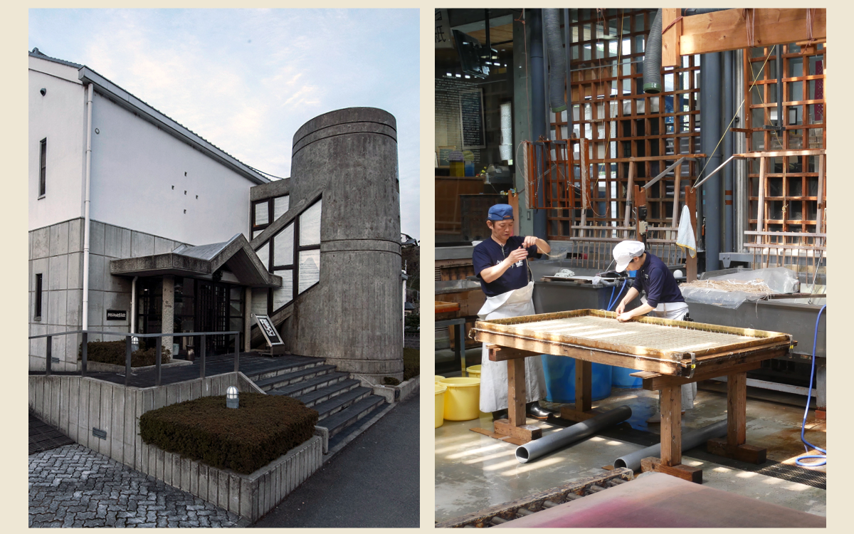 Exterior and interior photos of the factory.