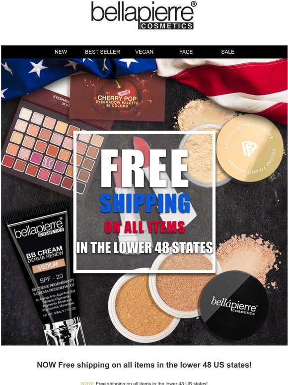 NOW Free shipping on all items in the lower 48 US states! - Bellapierre Cosmetics USA