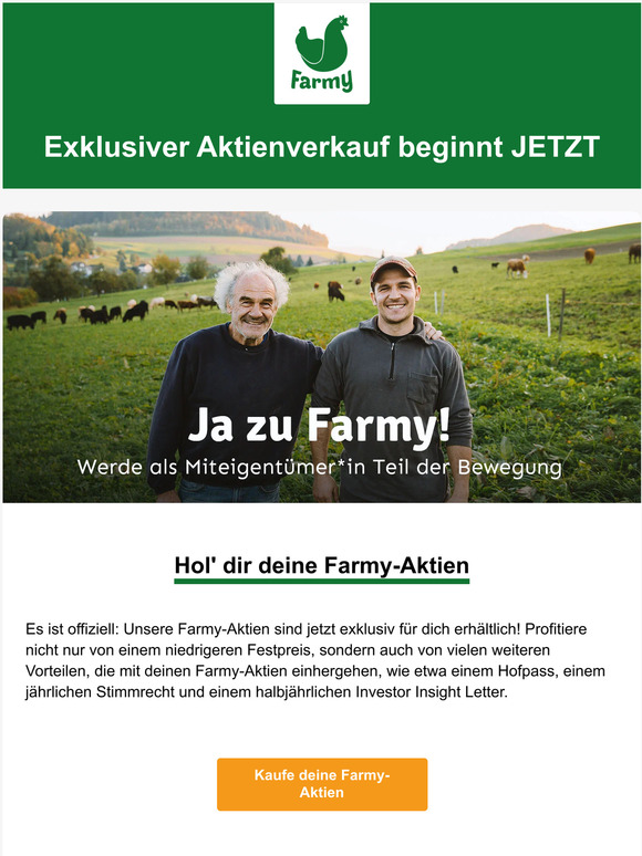 Jetzt verfügbar: Farmy-Aktien