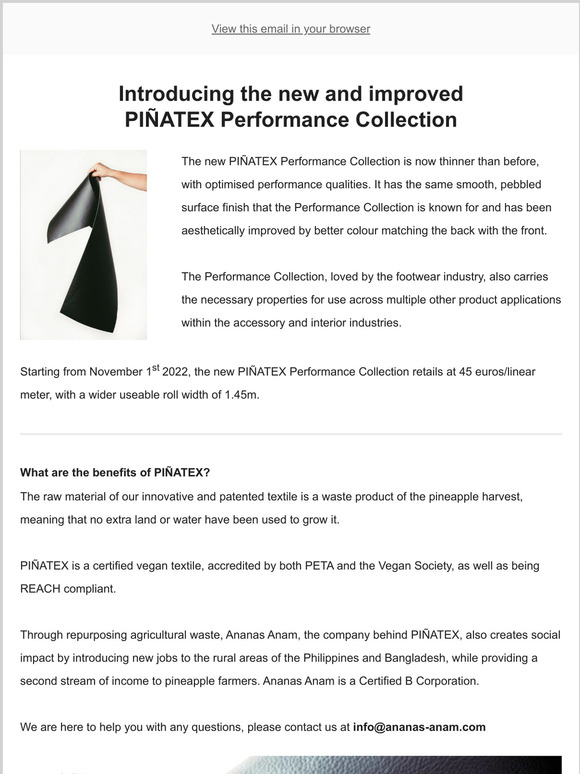 Introducing the new and improved PIÑATEX Performance Collection