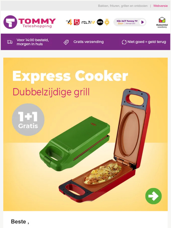 Bekend van TV: Express Cooker dubbelzijdige grill