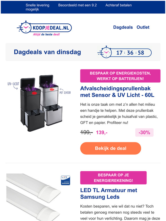 Koopjedeal Nl Draadloze Oplaadbare Spots Afvalscheidingsprullenbak Met Sensor Uv Led