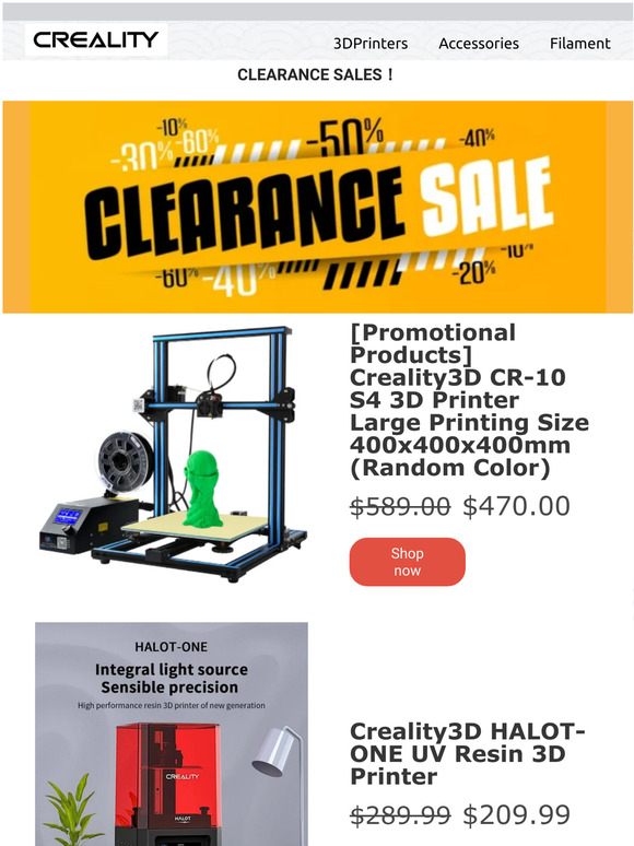 Creality: 3D Printer CLEARANCE SALE is Continuing! It's better to act than  to be tempted