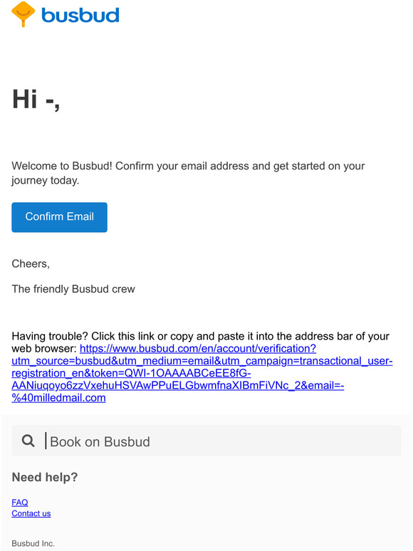 Please confirm your email address on Busbud