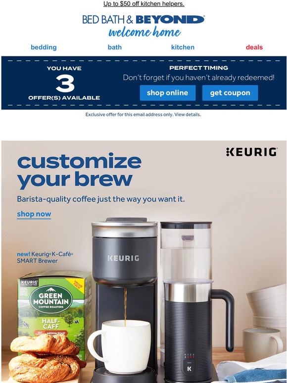 Bed Bath & Beyond Brew caféstyle coffee ☕ in your kitchen with Keurig
