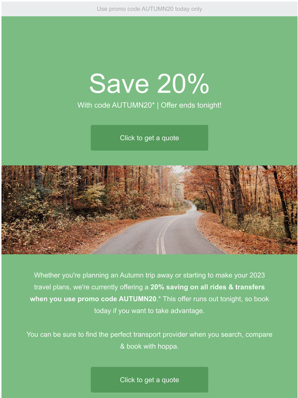 Book now in our 20% Autumn Sale