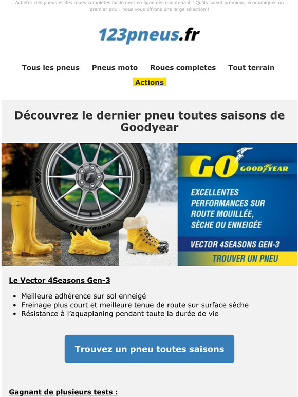 Les vainqueurs des tests: Goodyear - pneumatiques hiver et 4 saisons