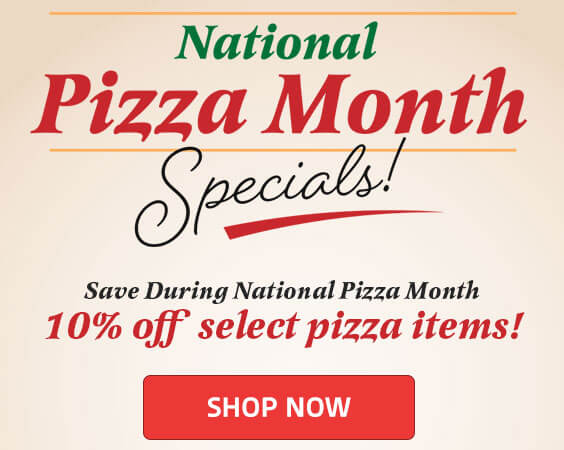 October is National Pizza Month. Save during National Pizza Month with 10% off select pizza items!