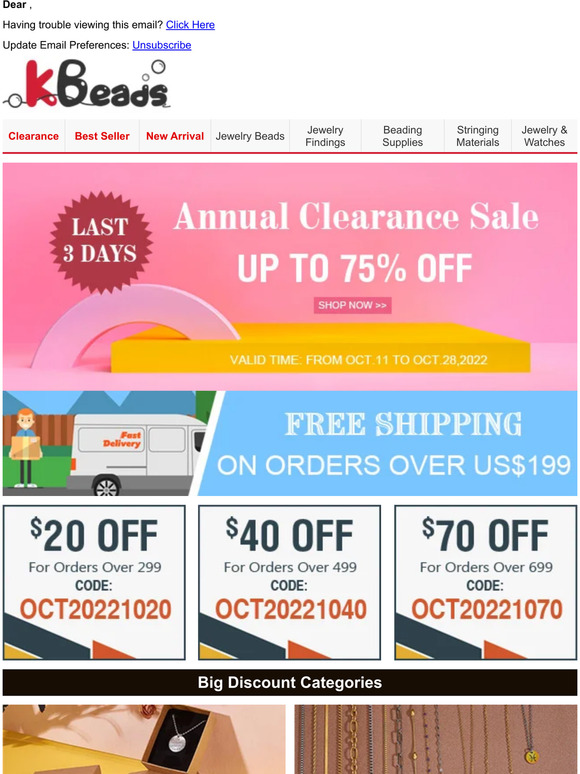 Last 3 Days! Up to 75% OFF Clearance Sale for Jewelry Making + Free Shipping!
