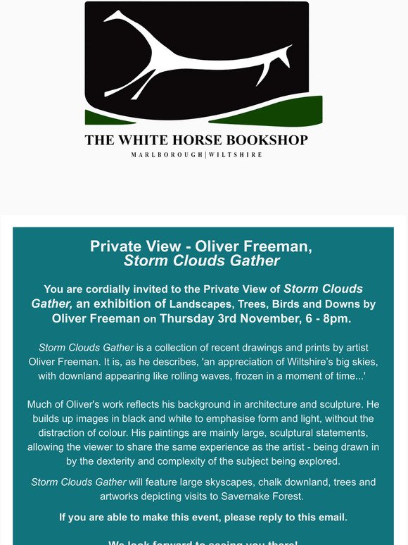 Private View Invitation - 'Storm Clouds Gather' by Oliver Freeman