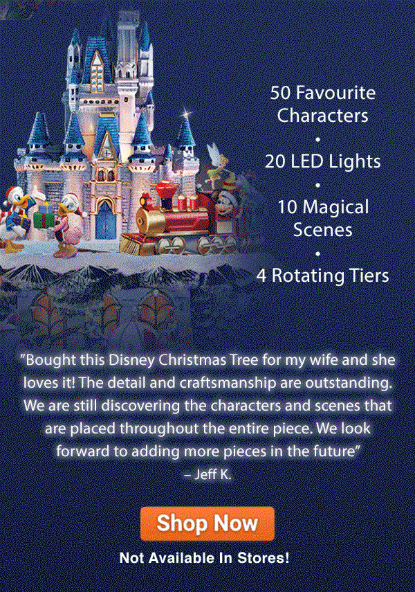 Make this Christmas magical with a Disney tabletop tree everyone will be admiring available from The Bradford Exchange. Licensed from Disney, this tabletop tree features 50 Favourite Characters, 20 LED Lights, 10 Magical Scenes and many more enchanting details sure to make the holiday season merry and bright. Not available in stores! Shop Now!