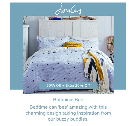 Joules Botanical Bee Bedding in Blue