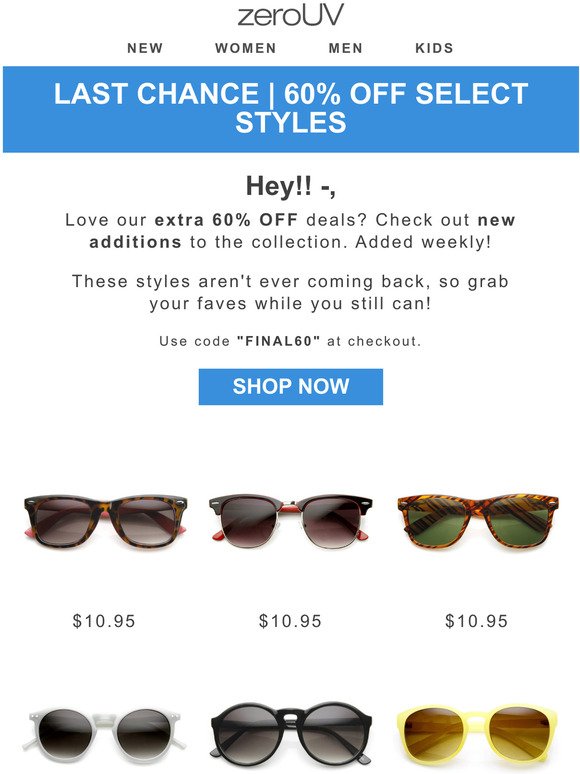 JUST ADDED! Extra 60% Styles
