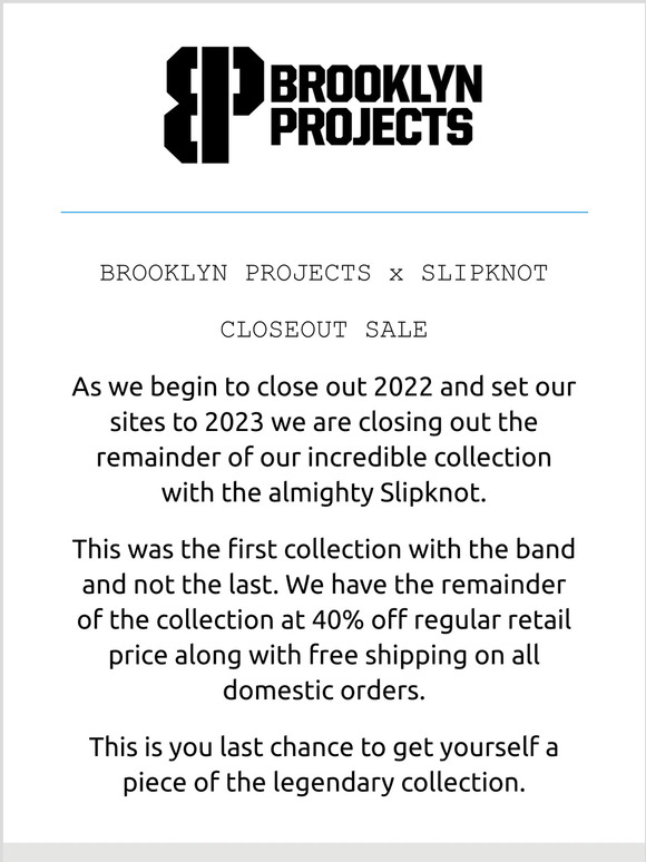 Slipknot Collaboration Sale (FINAL CALL)