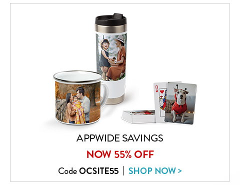 Appwide savings now 55 percent off. Code OCSITE55. Click to shop now.