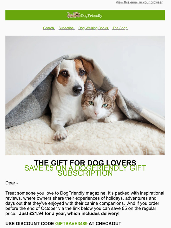 Save £5 On a DogFriendly Gift Subscription