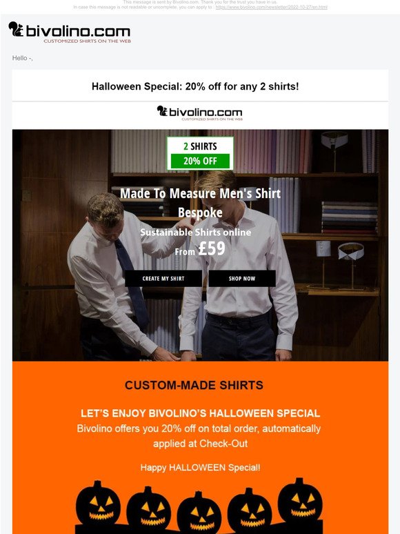 Halloween Special: 20% off  for any 2 shirts!
