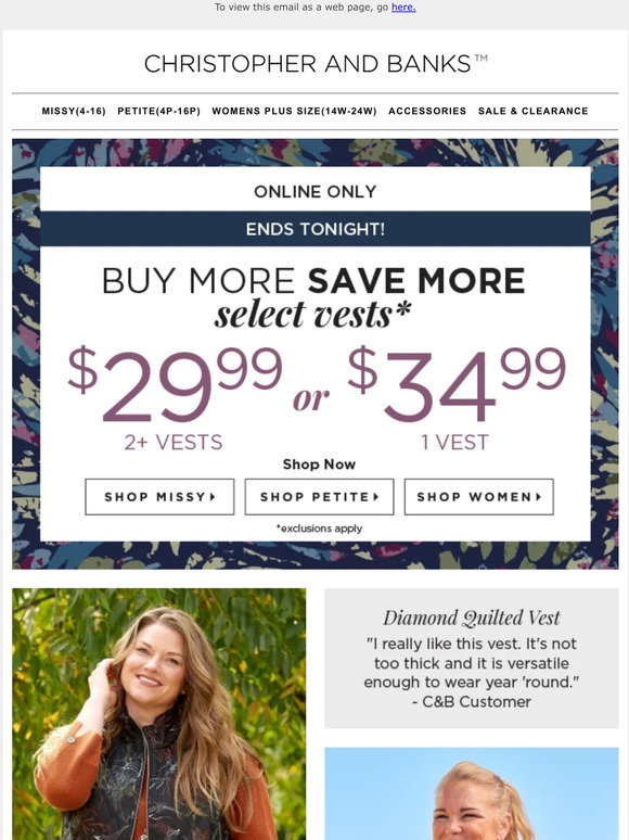 Christopher and Banks: Final Hours to Layer on EXTRA Savings… | Milled