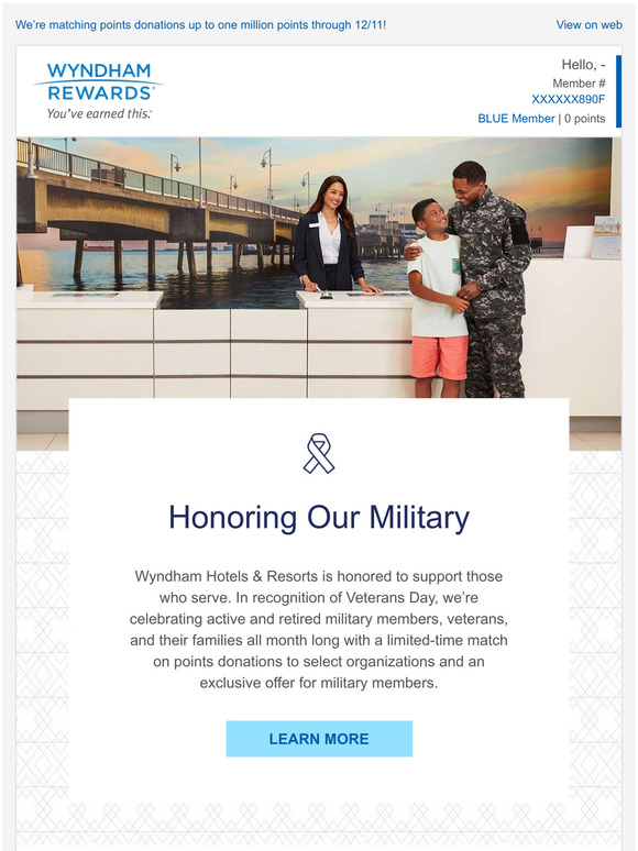 Wyndham Hotels Support the Military with Our 1 Million Points