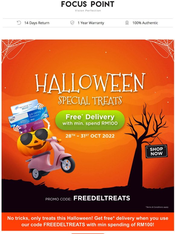 No tricks, only treats this Halloween! Free Shipping + 15% off selected eyewear!