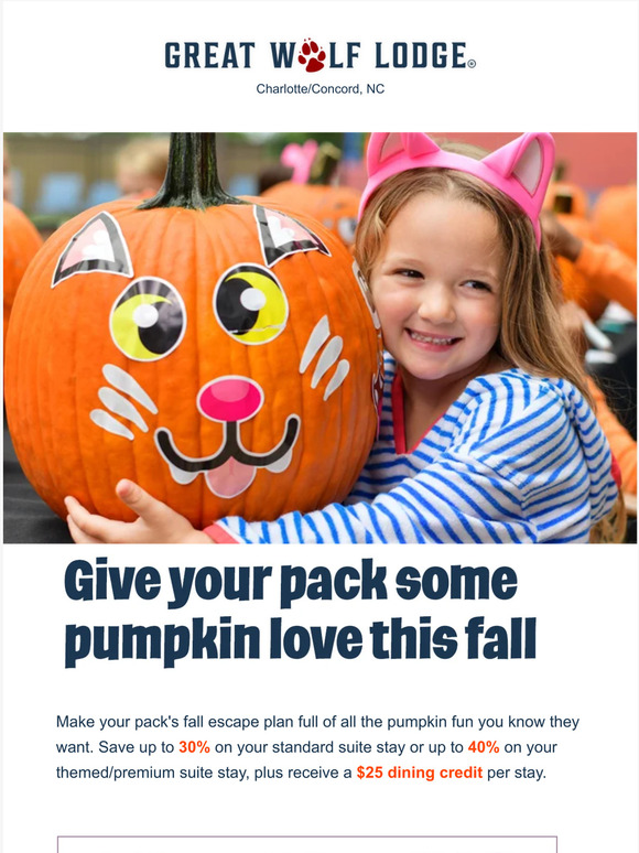 Great Wolf Lodge Color your fall with a Great Wolf escape! Milled