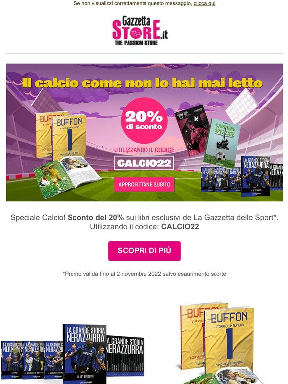 -20% sui libri calcio di Gazzetta Store: acquista ora!