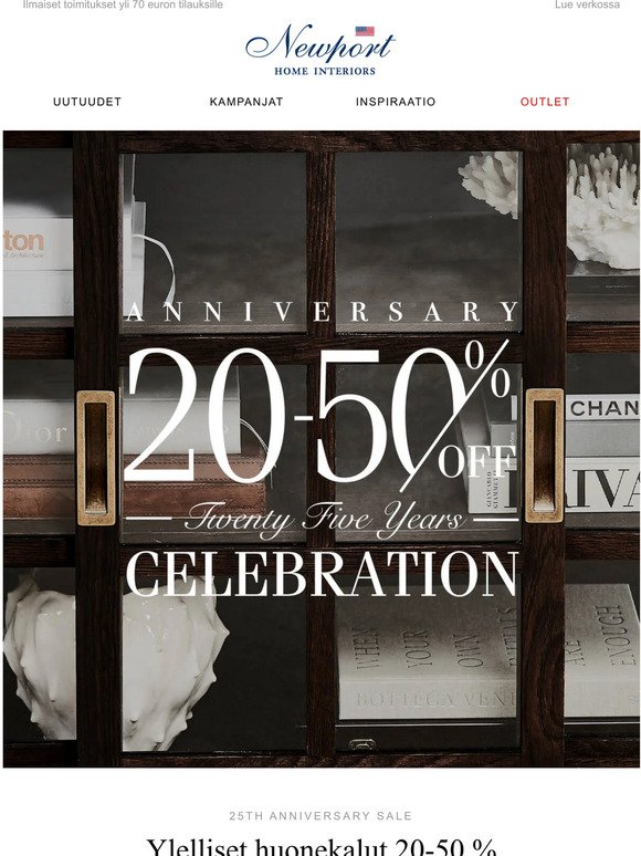 Ylelliset huonekalut 50 % | 25th Anniversary Sale