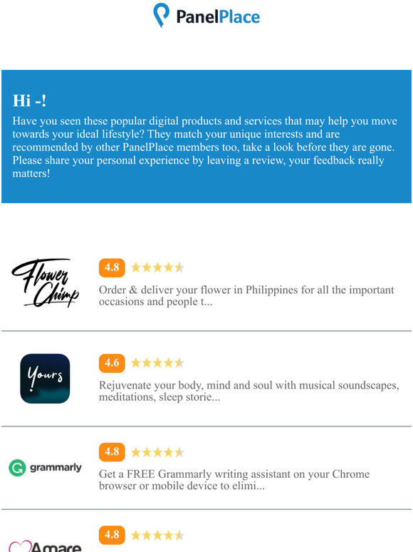 Hi —, don't miss out these new opportunities to improve your lifestyle