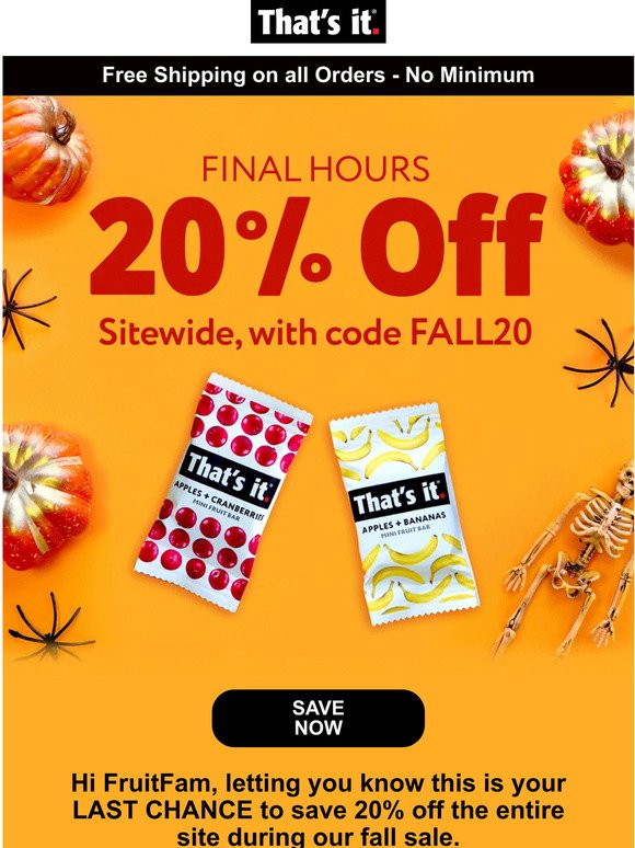 FINAL HOURS - 20% OFF SITEWIDE 🎃
