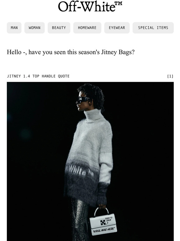 Off-White™ - JITNEY 1.4 TOP HANDLE  HBX - Globally Curated Fashion and  Lifestyle by Hypebeast