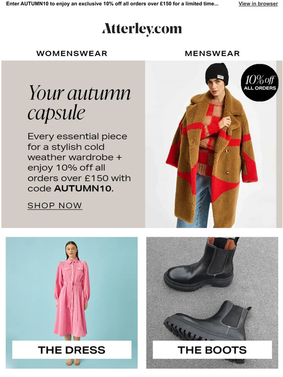 Starts now! 10% off all orders, your weekend wardrobe awaits...