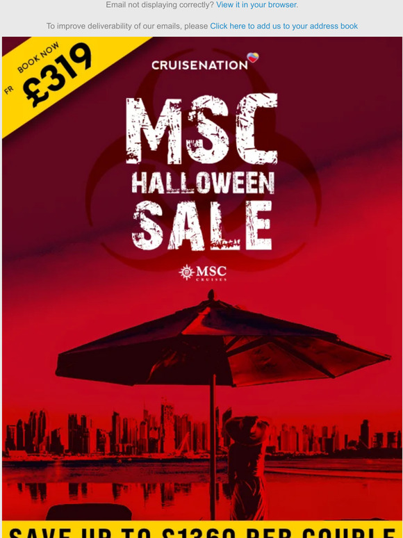 Cruise Nation MSC Halloween Sale Prices from £319! Milled