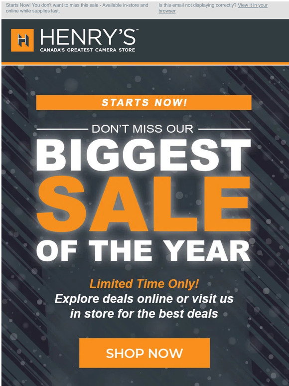 henrys The Biggest Sale of the Year Milled