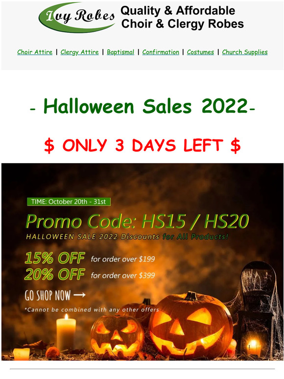 HALLOWEEN SALES 2022, LAST 3 DAYS!