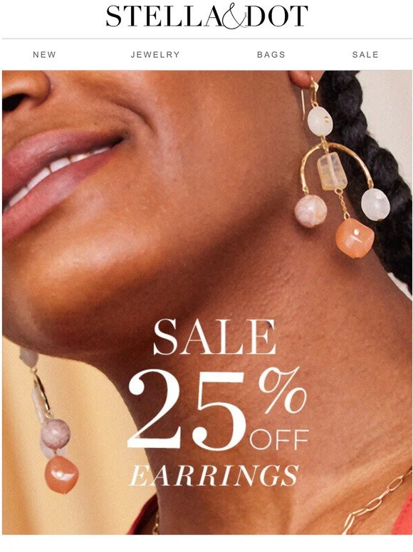 Hurry — 25% off earrings starts NOW!