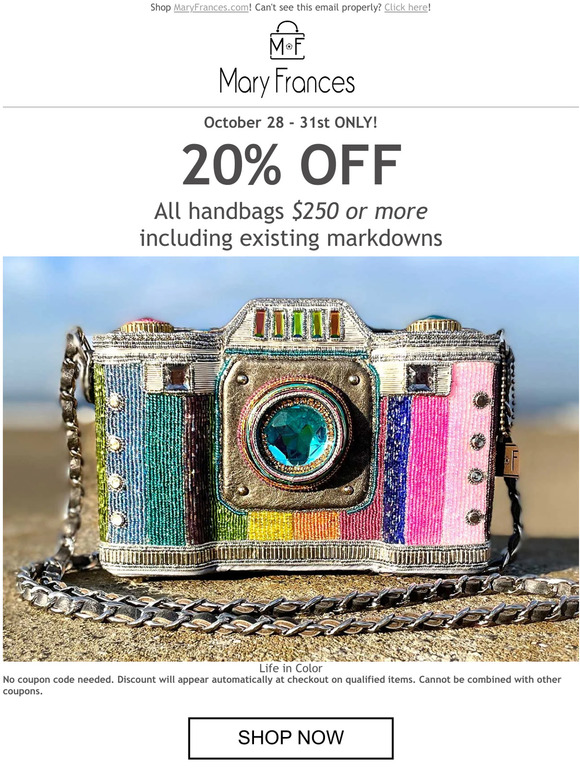 20% OFF This weekend only! Any handbag 
 $250 or more 🌟